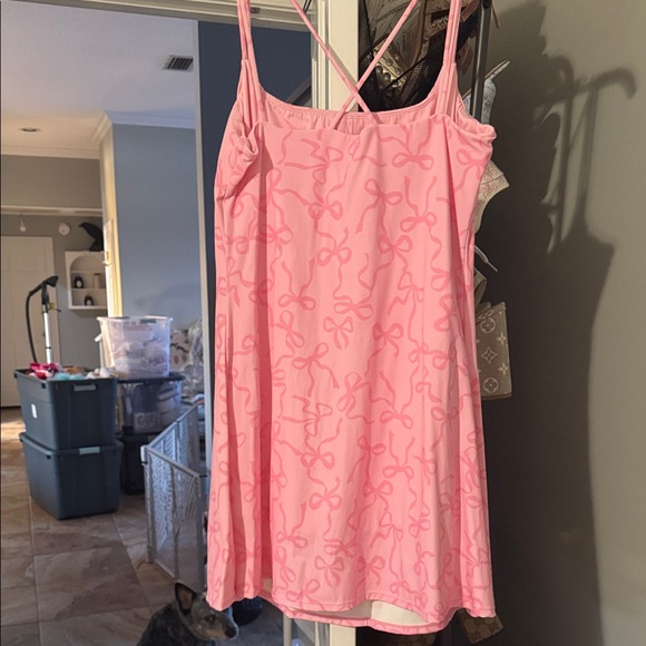 Charming Pink Bow Athletic Dress with Built in shorts! Only worn once!!!! - Picture 3 of 5